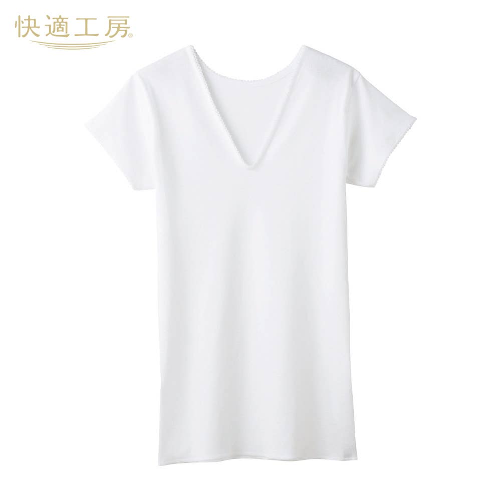 Ｖ型三分袖スリーマー(レースあり)【まとめ買い割対象】